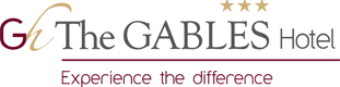 Logo for The Gables Hotel with the tagline “Experience the difference.”