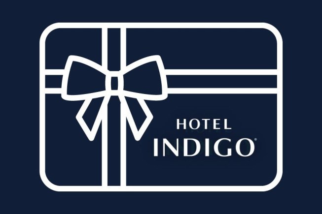 Gift card design for Hotel Indigo featuring a bow